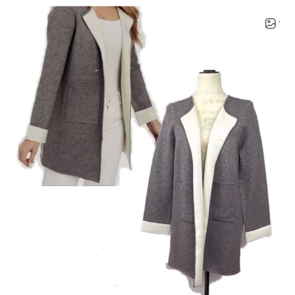 Anthropologie Oliver by Escio Angora Wool Gray Open Front Cardigan, L